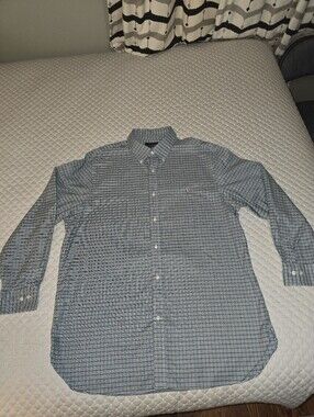 17.5 (36-37) - Ralph Lauren  Long-Sleeve Navy/Green/Wht Plaid Button-Down Shirt.